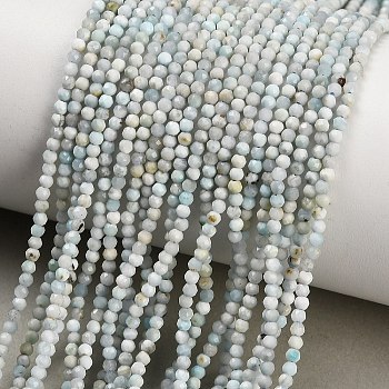 Natural Larimar Beads Strands, Faceted, Round, 3mm, Hole: 0.5mm, about 188~189pcs/strand, 15.35~15.55''(39~39.5cm)