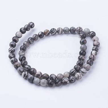 Natural Netstone Round Beads Strands(G-G735-90-6mm)-3