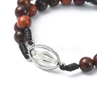 bracelets de perles tressées en bois(BJEW-TA00277)-3