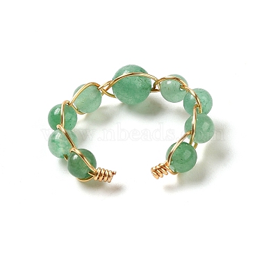 aventurine verte naturelle réglable avec anneaux en laiton(G-B075-01G-02)-3