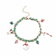 Christmas Candy Cane & Reindeer & Moon Alloy Charm Bracelet with Glass Beads(BJEW-TA00090-01)-1