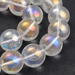 AB Color Plated Transparent Glass Round Bead Strands, Clear AB, 18mm, Hole: 2mm, about 22pcs/strand, 15.3 inch(EGLA-J057-AB01-18mm)
