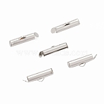 Iron Slide On End Clasp Tubes, Cadmium Free & Lead Free, Slider End Caps, Platinum, 5.5x10x4mm, Hole: 1mm, 3mm Inner Diameter(IFIN-R212-1.0cm-P)