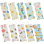 10Pcs 10 Styles Flower Printed Felt Necklace Display Cards, Rectangle, Mixed Color, 6.35x2.4x0.4cm, 1pc/style(DIY-SC0033-86C)