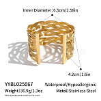 Braided 304 Stainless Steel Open Cuff Bangles, Wide Bangles for Women, Real 18K Gold Plated, Inner Diameter: 2-1/2 inch(6.5cm)(YZ3366-2)