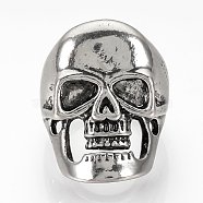 Alloy Finger Rings, Wide Band Rings, Skull, Antique Silver, US Size 9 3/4(19.5mm)(RJEW-Q159-13)