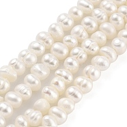 Natural Cultured Freshwater Pearl Beads Strands, Potato, Floral White, 3.8~4.2mm, Hole: 0.6mm, about 43pcs/strand, 6.50 inch(16.5cm)(PEAR-C003-08A)