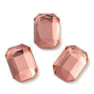 Glass Rhinestone Cabochons, Flat Back & Back Plated, Faceted, Rectangle, Padparadscha, 14x10x4.50mm(RGLA-P037-14A-D262)