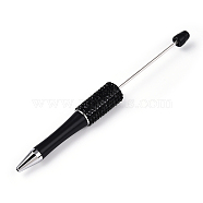 Beadable Pen, Plastic Ball-Point Pen, with Iron Rod & Rhinestone & ABS Imitation Pearl, for DIY Personalized Pen with Jewelry Beads, Black, 150x15mm(MAK-N035-01A)