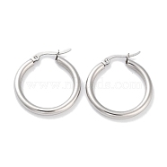 Ring 304 Stainless Steel Hoop Earrings for Women Men, Stainless Steel Color, 9 Gauge, 26x3mm, Pin: 0.6mm(EJEW-B049-01B-P)