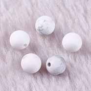 Natural Howlite Beads, Half Drilled, Round, 6mm, Hole: 1mm(G-K275-30-6mm)