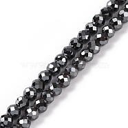 Electroplate Non-magnetic Synthetic Hematite Beads Strands, Grade A, Faceted, Round, Original Color, 4mm, Hole: 1mm, about 105pcs/strand, 15.7 inch(40cm)(G-L487-C-15)