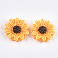 Resin Cabochons, Sunflower, Dark Orange, 29~30x8.5mm(CRES-T010-57)