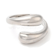 Brass Teardrop Open Cuff Ring for Women, Cadmium Free & Lead Free, Platinum, US Size 7 1/4(17.5mm)(RJEW-M148-03P)