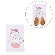 Rectangle Cardboard Earring Display Cards, for Jewlery Display, Women Pattern, 9x6x0.04cm, about 100pcs/bag(CDIS-P004-16A-01)