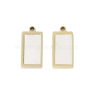 Natural Shell Charms, Ion Plating(IP) 304 Stainless Steel Charms, Manual Polishing, Real 18K Gold Plated, Rectangle, 13.5x6.5x2mm, Hole: 1.2mm(STAS-P366-25C-G)