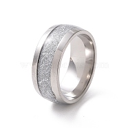 Enamel Texture Flat Band Ring, 201 Stainless Steel Jewelry for Women, Stainless Steel Color, Inner Diameter: 17mm(RJEW-I089-28P)