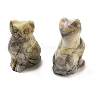 Natural Crazy AgateCarved Figurines, for Home Office Desktop Decoration, Cat, 10.5~13x16~18x21.5~23.5mm(DJEW-L023-B05)