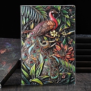3D Embossed PU Leather Notebook, A5 Peacock Pattern Journal, for School Office Supplies, Multi-color, 215x145mm(OFST-PW0009-007A)