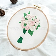 Flower Bouquet Pattern 3D Embroidery Starter Kits, including Embroidery Fabric & Thread, Needle, Instruction Sheet, Misty Rose, 290x290mm(DIY-P077-040)