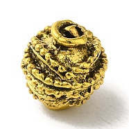Tibetan Style Alloy Beads, Cadmium Free & Nickel Free & Lead Free, Round, Antique Golden, 10x9mm, Hole: 1.8mm(TIBEB-L007-01AG)