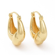 Brass Twist Teardrop Hoop Earrings for Women, Real 18K Gold Plated, 27.5x19x9.5mm, Pin: 16x0.8~1.6mm(EJEW-C008-28G)