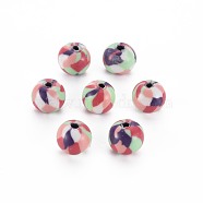 Handmade Polymer Clay Beads, for DIY Jewelry Crafts Supplies, Round, Light Green, 8.5~9x8mm, Hole: 1.8mm(CLAY-N008-054A-09)