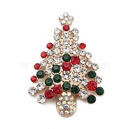 Christmas Alloy Rhinestone Cabochons, Golden, Christmas Tree, 39.5x28x5mm(FIND-U016-03G-04)