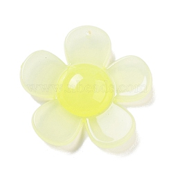 Opaque Resin Pendants, Flower, Champagne Yellow, 40.5x41.5x9.5mm, Hole: 1.5mm(FIND-M035-02E)