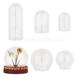 12Pcs 2 Style 3 Sizes Mini Glass Cloche Dome Covers, Cloche Bell Jar Covers, AB Color Plated, Round & Column, Clear, 18~30.5x20~50.5mm, Inner Diameter: 11.5~22mm, 2pcs/size(AJEW-NB0005-21)