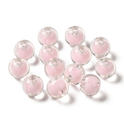 Transparent Acrylic Beads, Bead in Bead, Round, Pink, 7.5x7mm, Hole: 2mm, about: 2083pcs/500g(OACR-Z006-02E)