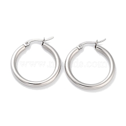 Non-Tarnish Ring 304 Stainless Steel Hoop Earrings for Women Men, Stainless Steel Color, 9 Gauge, 26x3mm, Pin: 0.6mm(EJEW-B049-01B-P)