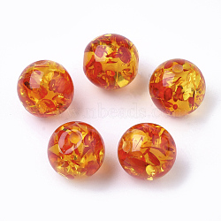 Resin Beads, Imitation Amber, Round, Orange Red, 12mm, Hole: 2mm(X-RESI-T025-12mm-05)