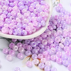 Glass Seed Beads, Opaque Colours Luster, Round, Violet, 5~5.5x3~3.5mm, Hole: 1.5~1.6mm, about 77pcs/10g(X1-SEED-L011-03A-13)
