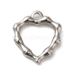 304 Stainless Steel Hollow Pendants, Textured Heart Charms, Stainless Steel Color, 22.5x20x3mm, Hole: 2mm(STAS-R223-23)