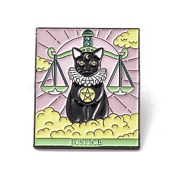 Justice Word Enamel Pin, Cat Tarot Alloy Badge for Backpack Clothes, Electrophoresis Black, Scales Pattern, 30.5x25.5x1.5mm, Pin: 1mm(JEWB-H007-17EB)