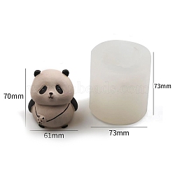 Panda with Crossbody Bag Figurine Scented Candle Silicone Molds, Candle Making Molds, Aromatherapy Candle Mold, White, 7.3x7.3cm, Inner Diameter: 7x6.1cm(PW-WG88362-01)