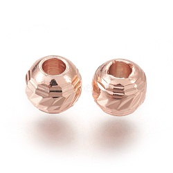 Environment Brass Beads, Electophoresis, Long-Lasting Plated, Lead Free & Cadmium Free, Rondelle, Rose Gold, 5.5x5mm, Hole: 2mm(KK-F780-09RG-RS)