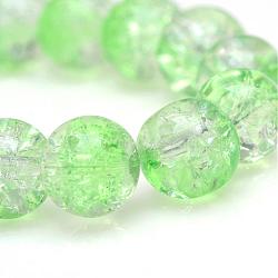 Baking Painted Crackle Glass Bead Strands, Round, Light Green, 4mm, Hole: 1.1~1.3mm, about 200pcs/strand, 31.4 inch(CCG-S001-4mm-13)