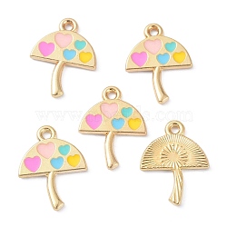 Umbrella with Heart Alloy Enamel Pendants, Golden, Mixed Color, 19x15x1.5mm, Hole: 1.6mm(ENAM-B044-02G)