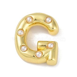 Brass Pendant, with ABS, Letter A~Z, Letter G, 21.5x17.5x6.5mm, Hole: 3.5mm(KK-M009-01G)