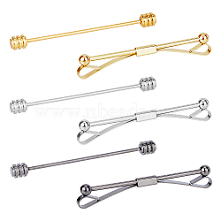 FIBLOOM 6Pcs 6 Styles Brass Collar Pins Tie Clips, Cardigan Clips for Men Women, Bowknot & Screw Clasp Necktie Pins, Mixed Color, 61.5~66.5x5~6mm, 1pc/style(AJEW-FI0001-02)