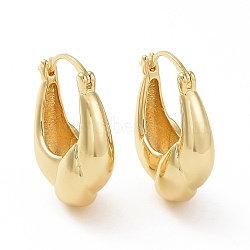 Brass Twist Teardrop Hoop Earrings for Women, Real 18K Gold Plated, 27.5x19x9.5mm, Pin: 16x0.8~1.6mm(EJEW-C008-28G)