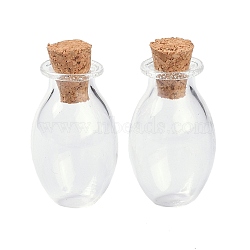 Oval Glass Cork Bottles Ornament, Glass Empty Wishing Bottles, DIY Vials for Pendant Decorations, Clear, 15.5x26~30mm(AJEW-O032-03I)