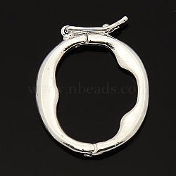 Brass Shortener Clasps, Twister Clasps, Oval Ring, Silver Color Plated, 21x18x2mm(KK-M004-03S)