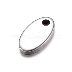 Tarnish Resistant 201 Stainless Steel Stamping Blank Tag Charms, Oval, Stainless Steel Color, 11x6x1.5mm, Hole: 1mm(STAS-D429-46)