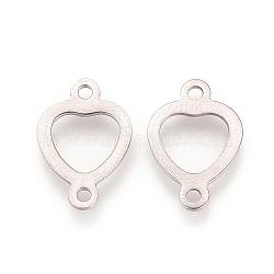 Tarnish Resistant 201 Stainless Steel Links connectors, Heart, Stainless Steel Color, 16.5x11x1mm, Hole: 1.5mm(STAS-S057-29)