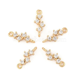 5Pcs Brass Micro Pave Cubic Zirconia Links Connectors, Light Gold, Long-Lasting Plated, Cadmium Free & Lead Free, Clear, 13x5x2mm, Hole: 1mm(KK-YW0003-33)