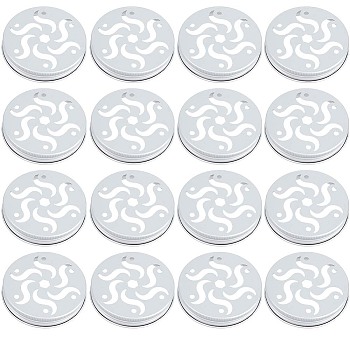 Aluminum Screw Cover, Scented Candle Lid, Flat Round, Windmill Pattern, 71x13mm, Inner Diameter: 67mm