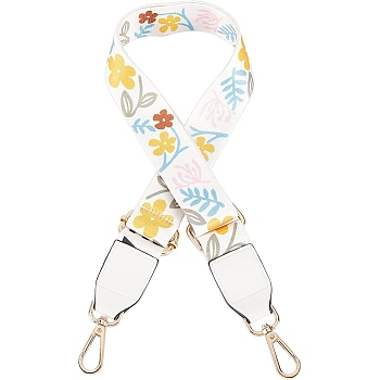Polyester Bag Straps, with Zinc Alloy Swivel Clasps, Rectangle, Bag Replacement Accessories, Floral Pattern, 80.3x3.8x0.1cm